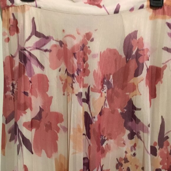 Zara Floral Chiffon Maxi Skirt – Pleated, Blush Pink Boho Beauty Size M - Picture 3 of 6